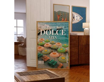 Dolce Vita Print, Dolce Vita Headline Poster, Newspaper Print, Italian Summer Wall Art, Beach House Wall Art, Coastal Print,  Summer Print, image 3