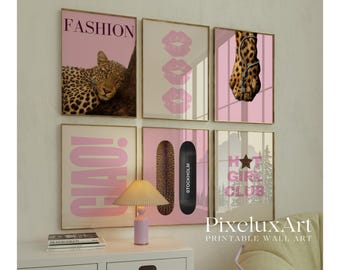 150+ Pink Leopard Gallery Wall Art Set | Coquette Cheetah Print Wall Set, Girly Preppy Dorm Room Decor, image 7