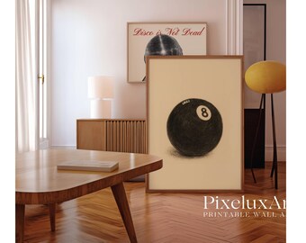 Lucky 8 Ball Wall Art, Retro Printable Poster, Vintage Game Room Decor, Cool Dorm Art, Magic 8 Ball, Trendy Wall Print, Trendy Wall Art, image 8