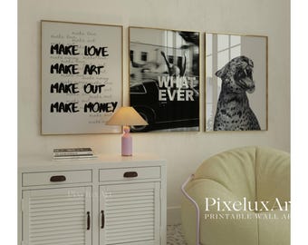 Retro Black and White Gallery Wall Art, Set of 6 Aesthetic Chic Apartment Decor, Trendy Fashion Collage Print, Stylish Y2K Wall Art, image 4