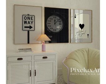 Set of 6 Trendy Black and White Gallery Wall Art, Dice, Modern Aesthetic Gallery Apartment Decor, Fashion Wall Art, Stylish Y2K Wall Art, image 4