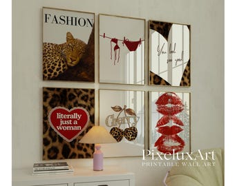 90+ Leopard Y2K Gallery Wall Set | Trendy Maximalist Printable Art | Fashion & Cheetah Glam Aesthetic | Funky Chic Wall Decor for Apartment, image 10