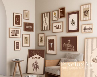 Western Gallery Wall Set of 18 | Cowboy Printable Wall Art | Rustic Country Decor | Vintage Southwestern Aesthetic Print, image 4