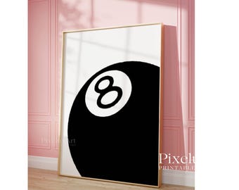 Retro Lucky 8 Ball Print, Pool Ball, Collage Wall Art, Game Room Print, Funky Vintage Print, Lucky Poster, Trendy Wall Art, 8 Ball Poster, image 4