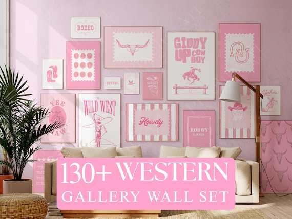 130+ Pink Western Gallery Wall Set