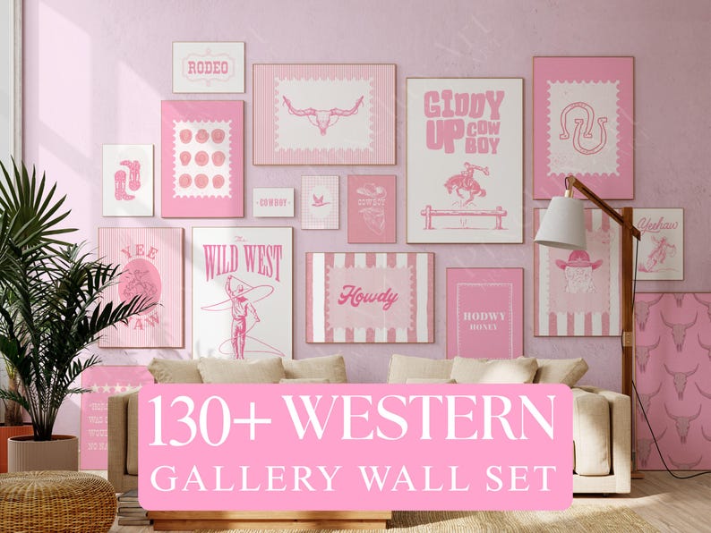 130+ Pink Western Gallery Wall Set