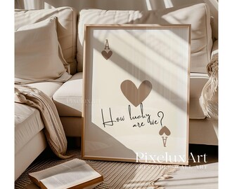 How Lucky Are We Print, Beige Ace Card Wall Poster, Ace of Hearts Aesthetic Art, Vibrant Romantic Print, Trendy Apartment Decor & Wall Art, image 5