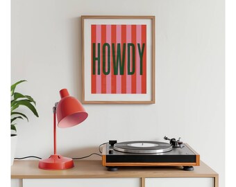 Set of 3 Howdy Prints, Striped Howdy Wall Art, Western Typography Poster Set, Retro Cowboy Decor, Colorful Country Wall Art, Western Prints, image 7