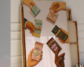 Retro Matchbox Art Print, Vintage Bar Cart Poster, Funky Girly Poster, Girly Retro Wall Art, Vintage Aesthetic Print, Retro Dorm Room Decor, image 3