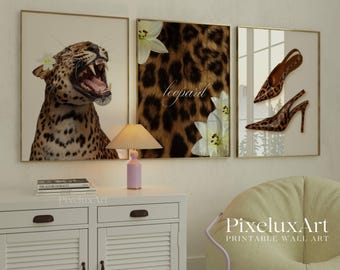 Gallery Leopard Fashion Poster Set – 6 Trendy Posters, Stockholm Style Y2K Fashion Decor, Aesthetic Leopard, Skateboard &  Heels Print, image 3