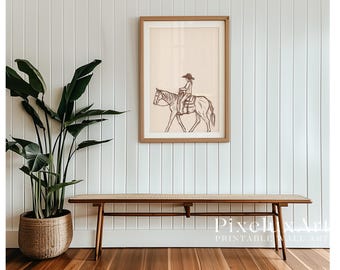 Cowgirl Wall Art | Western Minimal Line Drawing | Rustic Country Decor | Farmhouse Printable | Boho Western Poster, image 4
