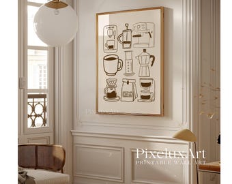 Coffee Bar Lover Wall Art, Cooking Café Poster, Barista Kitchen Print Coffee, Minimalistic Decor, Printable Art for Dining & Apartment, image 9