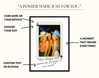 Custom Playing Card Poster, Custom Photo Print, Best Friend Photo Print, Custom Playing Card Art, Friendship Portrait , Custom Bestie Gift, image 6