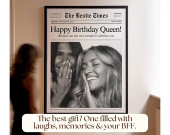 Custom Newspaper Gift for Best Friend, DIY BFF Newspaper Pint, Personalize Printable Headline Print, Roommate Wall Art, Custom Newspaper Art, image 5