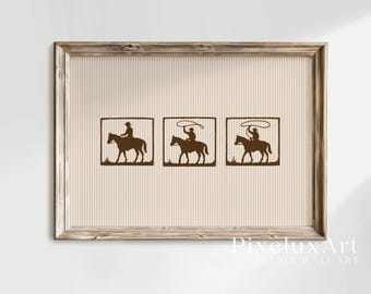 Western Cowboy Wall Art, Rustic Rodeo Poster, Wild West Minimalist Print, Ranch Country Decor, Cowboy Silhouette Artwork, image 3