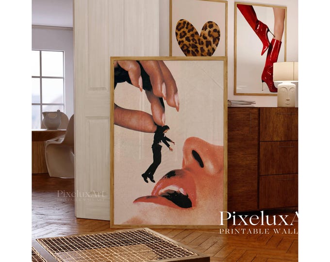 Man Eater Art Print, Surreal Wall Art, Dark Feminine Decor…