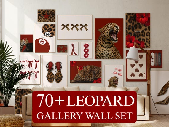 70+ Red Gallery Leopard Wall Art Set