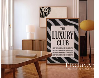 Luxury Club Zebra Print Poster, Black and White Wall Art, Luxury Fashion Print, Hypebeast Aesthetic, Retro Print, Trendy Black White Quote, image 7