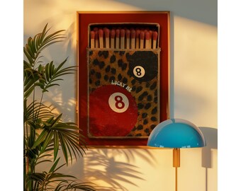 Vintage Leopard 8 Ball Matchbox Print, Red Matchbook Wall Art, Aesthetic Funky Wall Art, Retro Collage Apartment Decor, Preppy Girly Prints, image 8