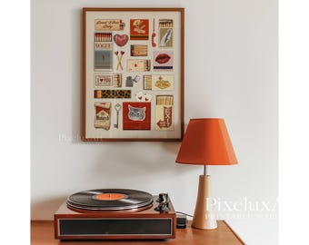 Collage Matchbox Print, Collage Wall Art, Retro Print, Aesthetic Collage Decor, Vintage Poster for Dorm Room, Trendy Wall Art, Vintage Print, image 5