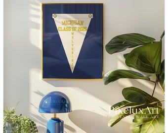 Custom Graduation Pennant Flag | Vintage Custom Pennant Flag, Trend Dorm Room Decor, Printable Senior Gift, Retro Collage Wall Art for Gift, image 6