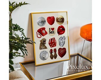 Retro Disco Collage Print: Red Leopard, Y2K Dorm Decor (Digital Download), image 7