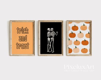Halloween Wall Art Set of 6 – Spooky Ghost, Skeleton, Pumpkin & Skull Prints | Trick or Treat Vintage Rustic Fall Gallery Decor, image 4