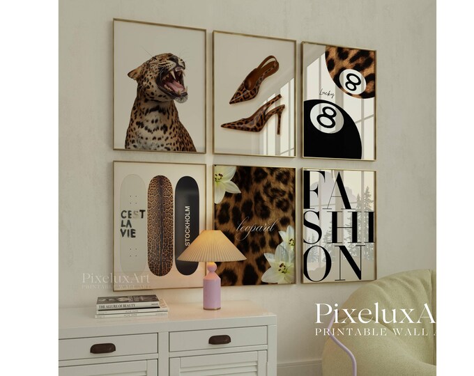 Gallery Leopard Fashion Poster Set – 6 Trendy Posters…