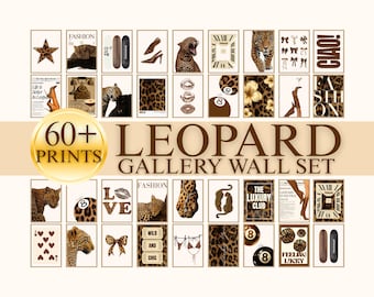 60+ Retro Neutral Leopard Wall Art Set – Printable Leopard Gallery, Y2K Fashion Decor, Leopard Print, Aesthetic Dorm & Apartment Decor