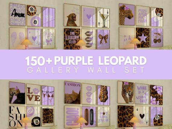 150+ Purple Leopard Wall Art Set