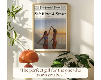 Saltwater Sunset Custom Newspaper Poster – Coastal Cowgirl Art, Personalized Bestie Gift, Coastal Wall Art, Customize Newspaper for Bff Gift, image 8