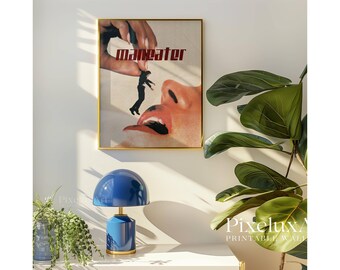 Man Eater Art Print, Surreal Wall Art, Dark Feminine Decor, Retro Magazine Art, It Girl Aesthetic Poster, Trendy Feminist Wall Print, image 4