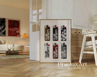 Retro Lighter Print, Retro Collage Aesthetic Decor, Girly Dorm Room / Apartment Decor, Trendy Wall Art, Leopard Funky Print, Luxury Club Art, image 3