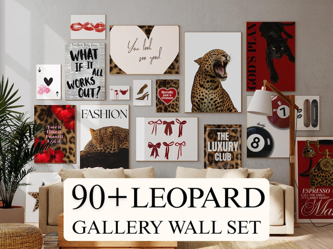 90+ Leopard Y2K Gallery Wall Set | Trendy Maximalist Printable Art | Fashion & Cheetah Gla