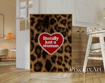 Leopard Print Quote Poster | Red Floral Glam Wall Art, Feminine Empowerment Quote , Chic Fashion Decor, Luxury Glam Printable Poster, image 3