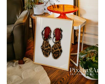 Cheetah Heels Poster, Girly Leopard Wall Art, Retro Girly Print, Luxury Print, High Heels Poster, Trendy Red Fashion Wall Art, Fashion Print, image 4