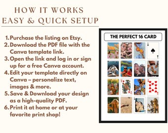 Set of 3 Custom Playing Card Collage Template - Custom Photo Collage Print, Playing Card Print, DIY Canca Template, Best Friend Gift Idea, image 6