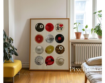 Retro Collage Wall Art, Trendy Wall Art, Y2K Aesthetic Poster, Funky Printable Decor, Photo Collage Print, 8 Ball, Vintage Poster, image 6
