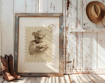 Cowboy Portrait Wall Art | Rustic Western Print | Vintage Country Decor | Neutral Farmhouse Poster, image 4