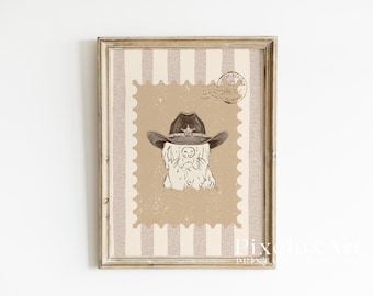 Cowboy Dog Wall Art | Western Country Decor | Rustic Farmhouse Printable | Cute Dog Poster | Vintage Cowboy Wall Art, image 1