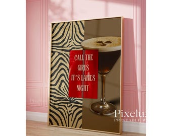 Retro Espresso Martini Wall Art – Y2K Fashion Decor, Martini Poster, Trendy Bar Cart Art, Aesthetic Dorm & Apartment Decor, Leopard Wall Art, image 4