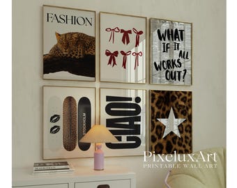 90+ Leopard Y2K Gallery Wall Set | Trendy Maximalist Printable Art | Fashion & Cheetah Glam Aesthetic | Funky Chic Wall Decor for Apartment, image 3