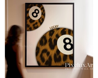 Leopard Retro Wall Art Set • 8 Ball, Ace Card & Cheetah Duo Posters • Y2K Aesthetic, Maximalist Gallery Print, Printable Art for Bold Spaces, image 6