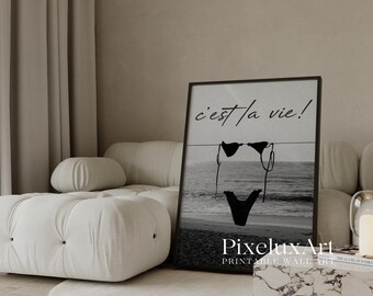 Stockholm Style Wall Art Set, Black and White Fashion Poster Trio, C’est La Vie Print Bundle, Modern Scandinavian Decor, image 5