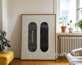 Skateboard Wall Art Luxury Fashion Print – Black Cheetah Decor, Hypebeast Aesthetic, Retro Collage Leopard Skate Poster, Vintage Photography, image 7