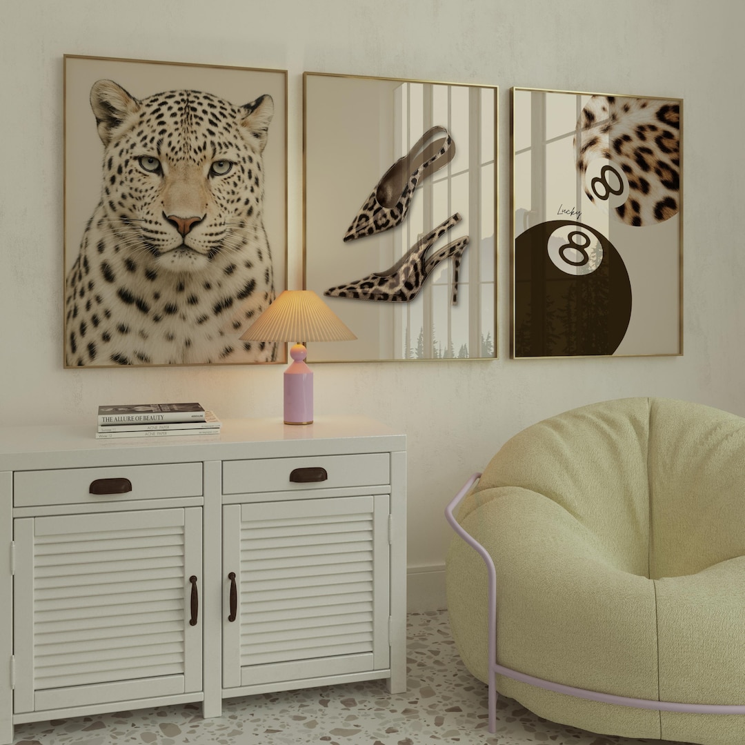 Leopard Wall Art Set, Cheetah Fashion Poster Set of 3, Animal Print ...
