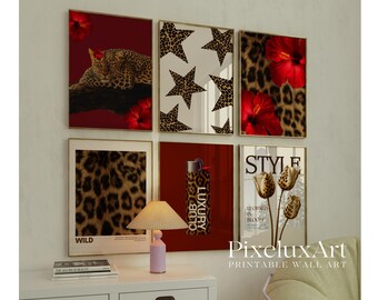 60+ Red Gallery Leopard Wall Art Set | Printable Chic Red Leopard Gallery, Bold Glam Decor, Wild & Feminine Wall Art, Y2K Fashion Decor, image 9