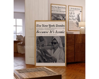 Trendy Newspaper Print, Because It's Iconic Retro Girly Wall Art, Dorm Room Poster, Magazine Headline Newspaper Art Print for Girl Apartment, image 4