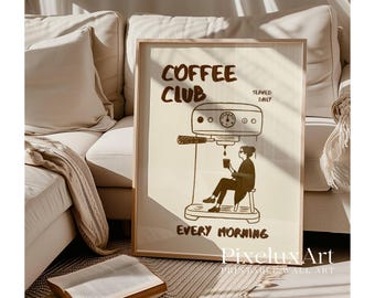 Club Coffee Wall Art, Retro Coffee Poster, Coffee Cart Print, Coffee Station Decor, Coffee Lover Art, Coffee Bar Print Art, Coffee Vibes, image 9