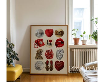 Retro Disco Collage Print: Red Leopard, Y2K Dorm Decor (Digital Download), image 6